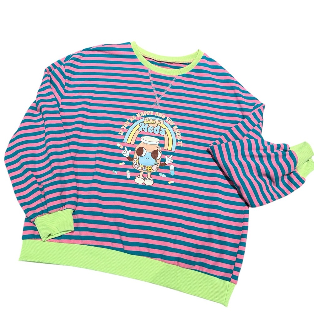 Striped Blue and Pink Sweatshirt